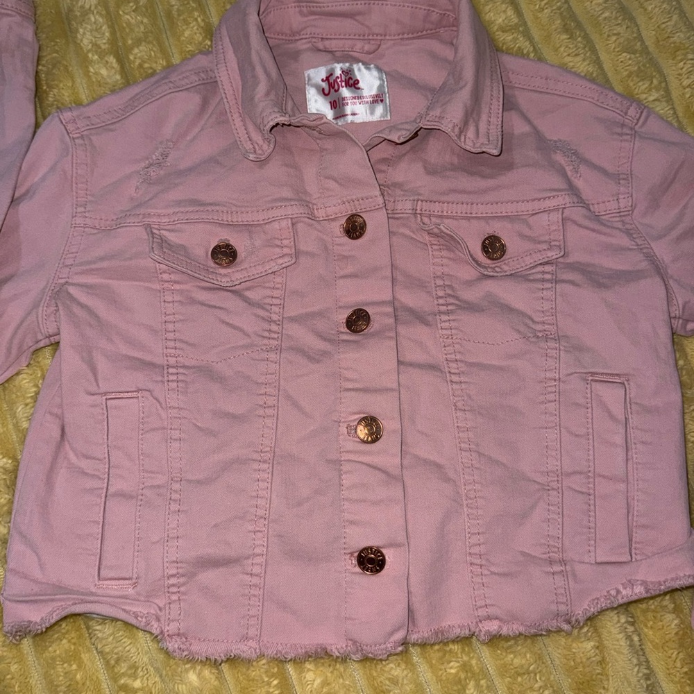 Justice Blush Pink Jean Jacket denim size 10